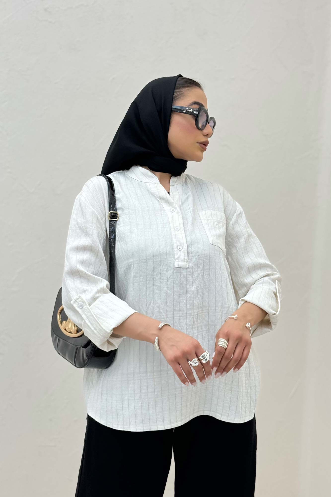 بلوز یقه بلیطی parry راه راه تک جیب