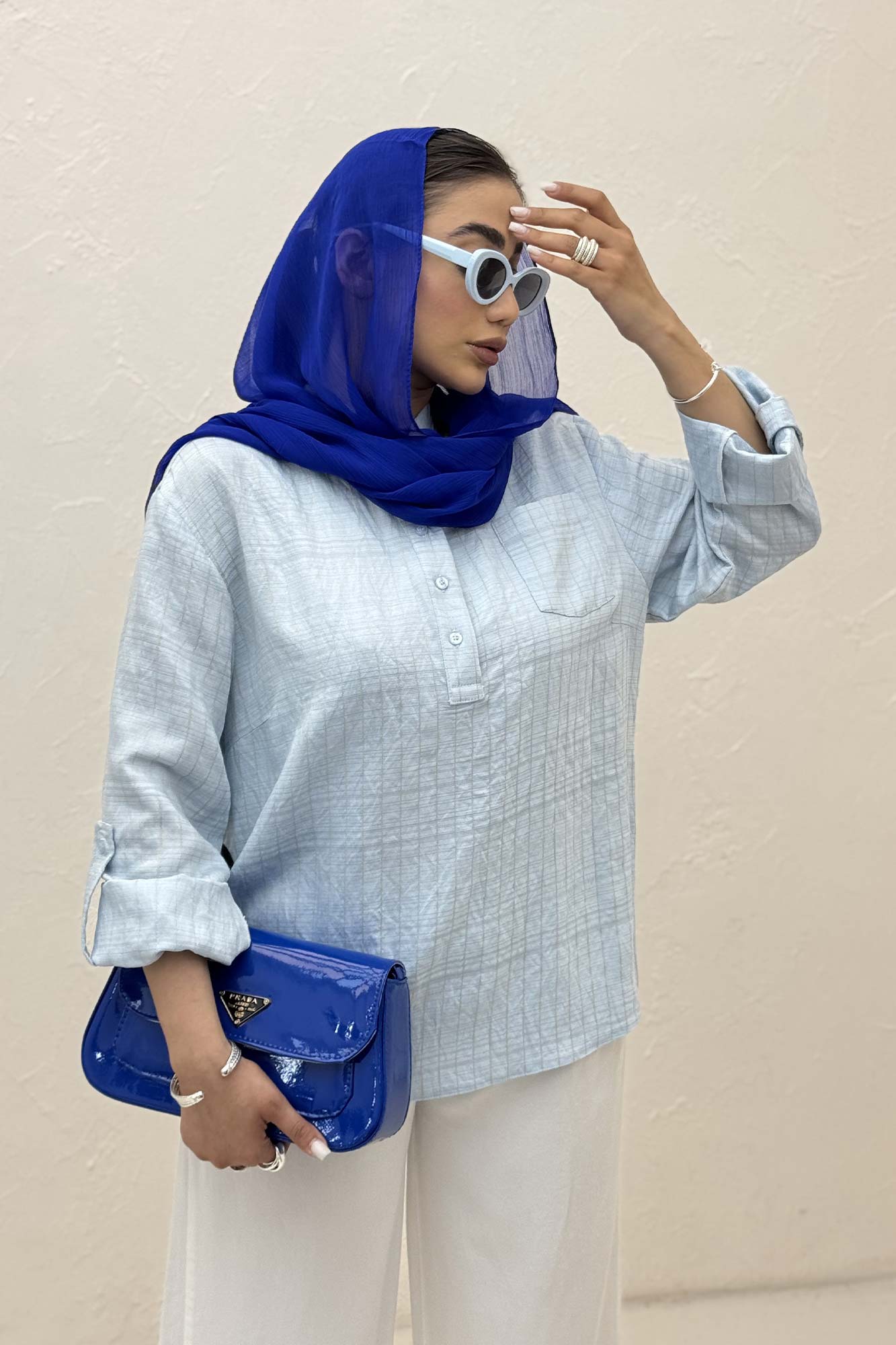 بلوز یقه بلیطی parry راه راه تک جیب