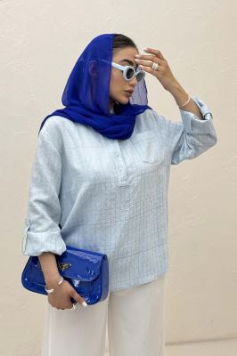 بلوز یقه بلیطی parry راه راه تک جیب