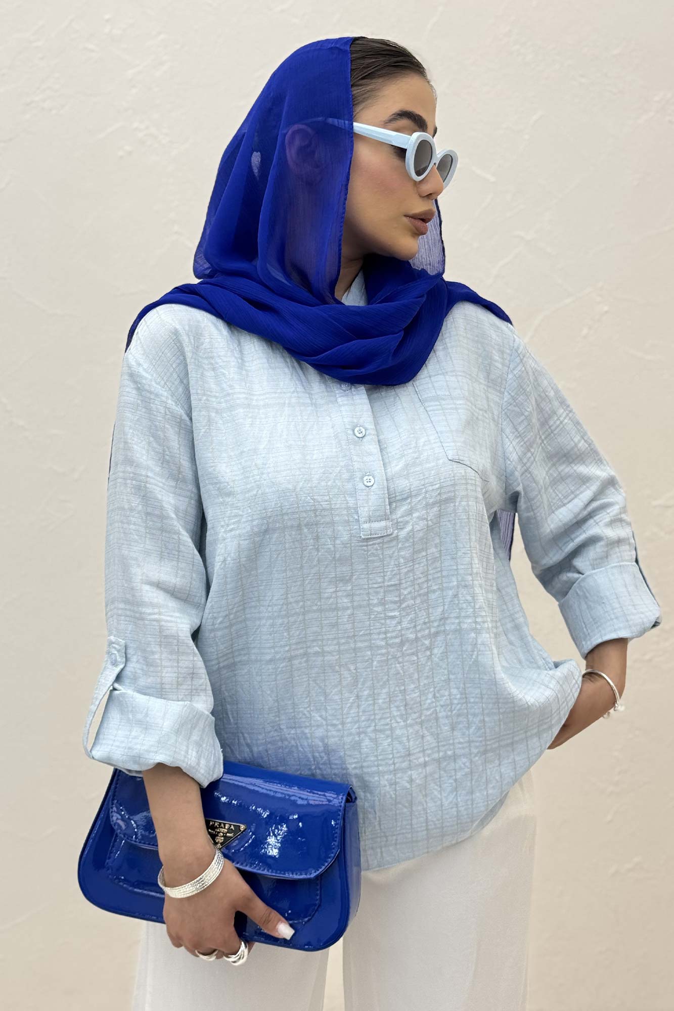 بلوز یقه بلیطی parry راه راه تک جیب