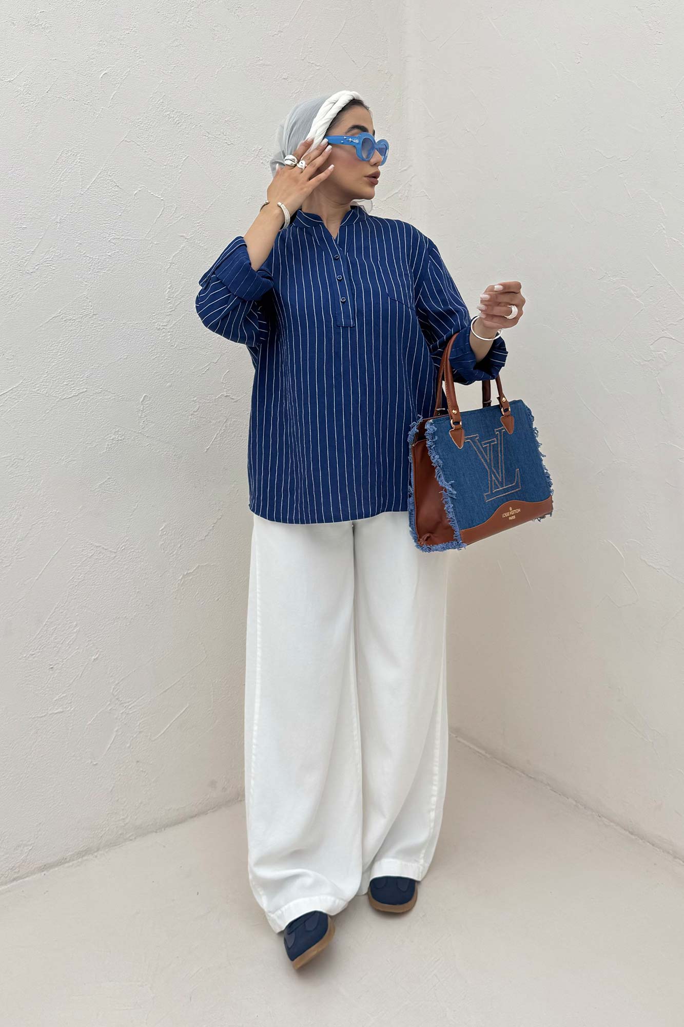 بلوز یقه بلیطی parry راه راه تک جیب