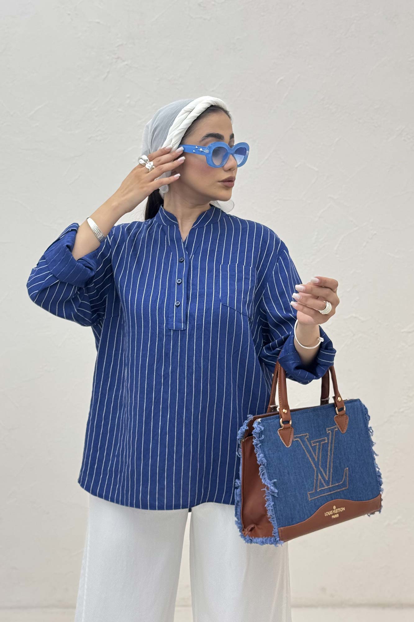 بلوز یقه بلیطی parry راه راه تک جیب