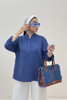 بلوز یقه بلیطی parry راه راه تک جیب