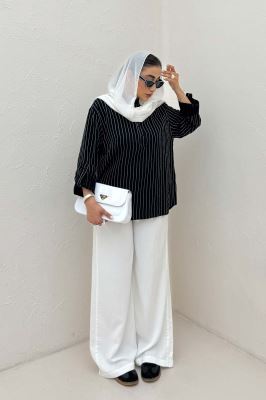 بلوز یقه بلیطی parry راه راه تک جیب