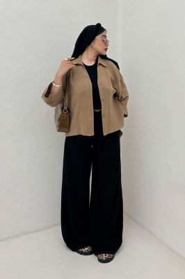 شومیز دبل فیس آستین پاکتی پشت بلند