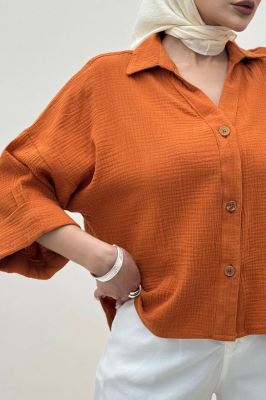 شومیز دبل فیس آستین پاکتی پشت بلند