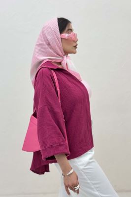 شومیز دبل فیس آستین پاکتی پشت بلند