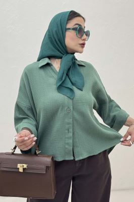 شومیز دبل فیس آستین پاکتی پشت بلند