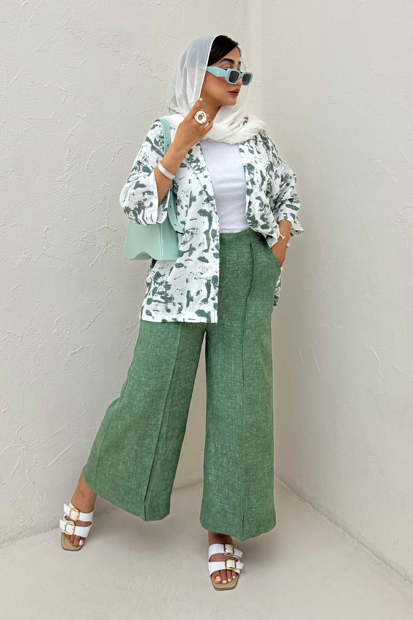 مانتو یقه شکاری لینن طرح دار کد 2