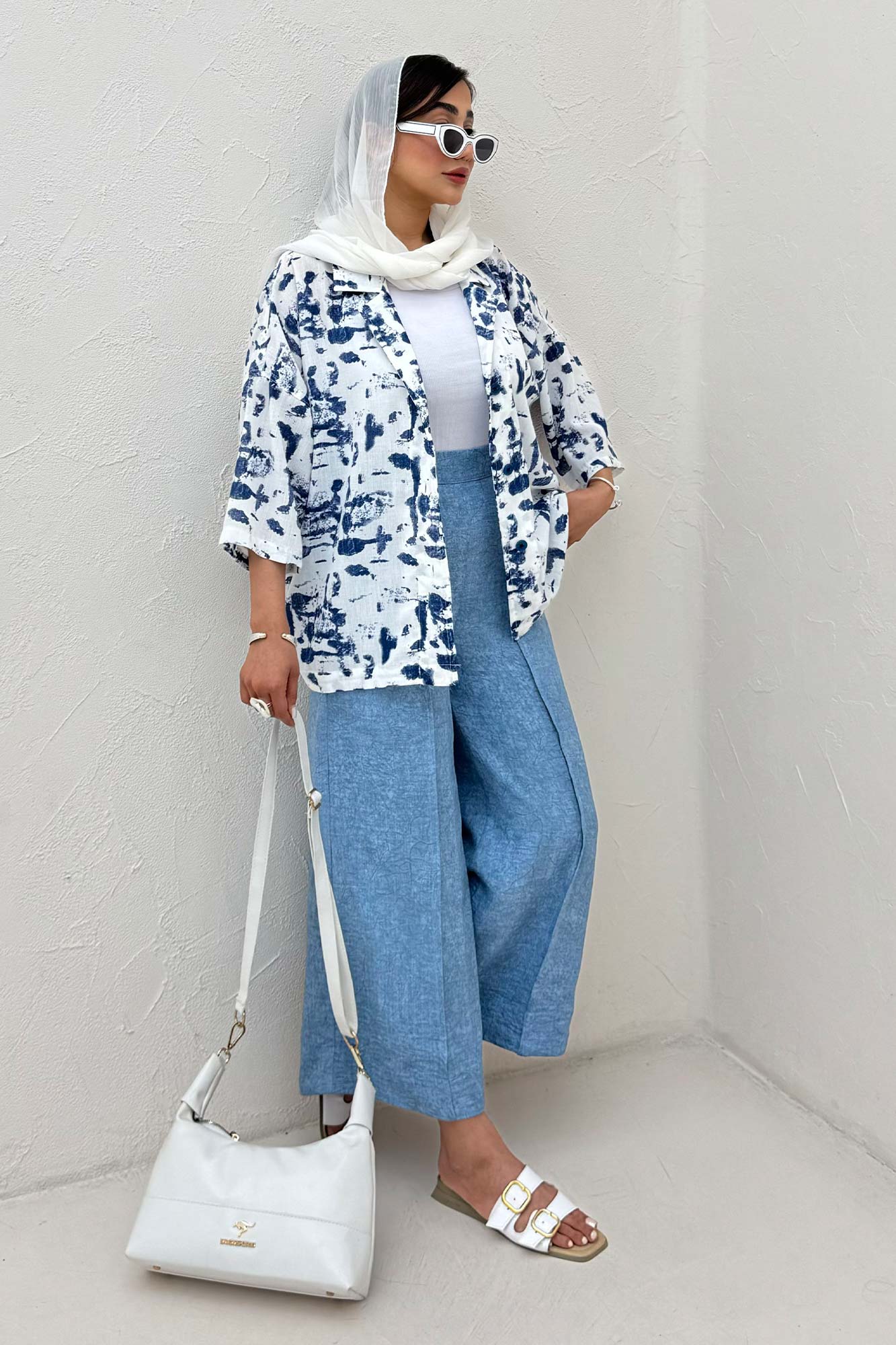 مانتو یقه شکاری لینن طرح دار کد 2