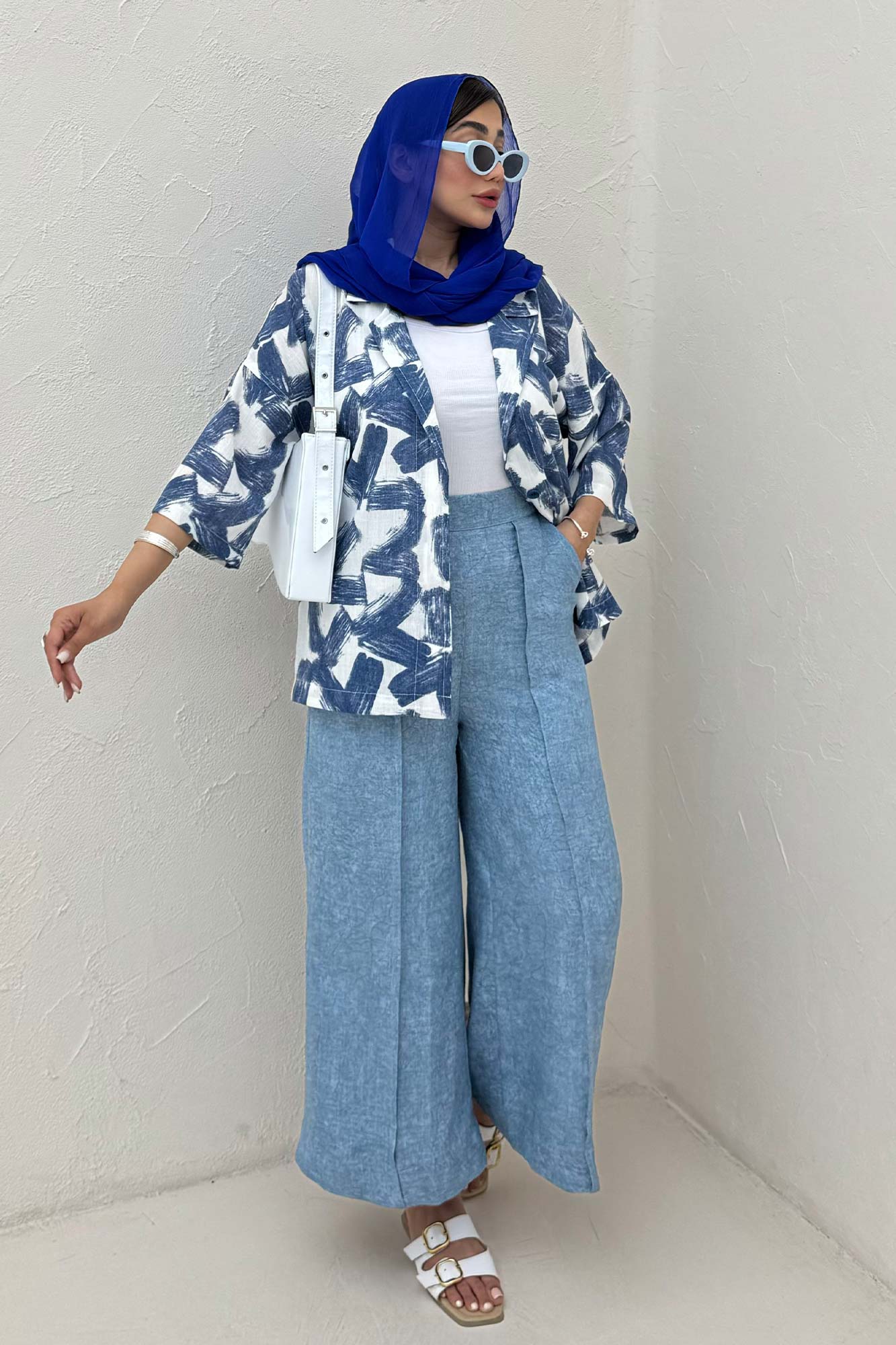 مانتو یقه شکاری لینن طرح دار کد 1