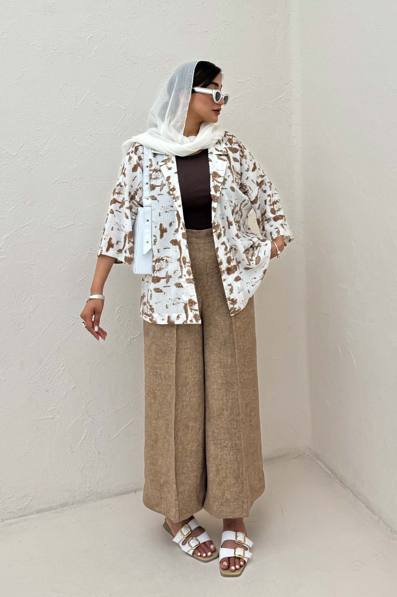 مانتو یقه شکاری لینن طرح دار کد 2