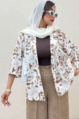 مانتو یقه شکاری لینن طرح دار کد 2