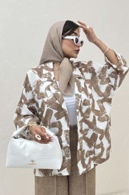 مانتو یقه شکاری لینن طرح دار کد 1