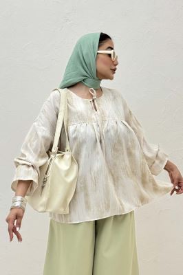 مانتو عروسکی پرینتی چیندار کد 2