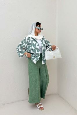 مانتو لینن اسلپ دو جیب کد 1