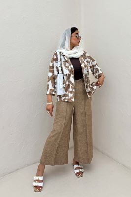 مانتو لینن اسلپ دو جیب کد 1