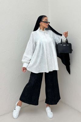 بلوز یقه چین دار شانتون سرامیکی یوکا