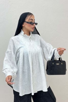 بلوز یقه چین دار شانتون سرامیکی یوکا