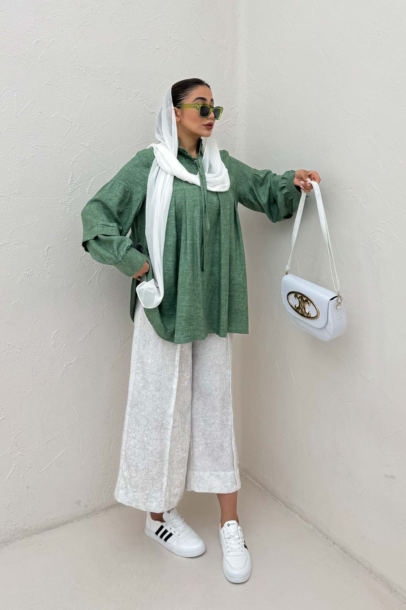 بلوز یقه چین دار شانتون سرامیکی یوکا