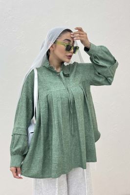 بلوز یقه چین دار شانتون سرامیکی یوکا