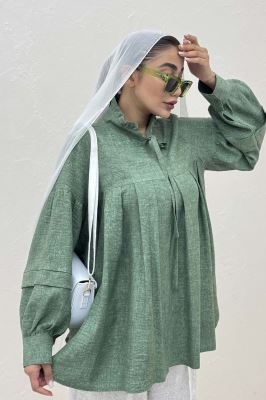 بلوز یقه چین دار شانتون سرامیکی یوکا