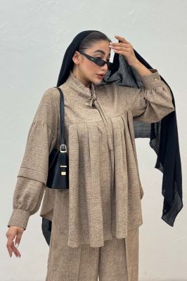 بلوز یقه چین دار شانتون سرامیکی یوکا