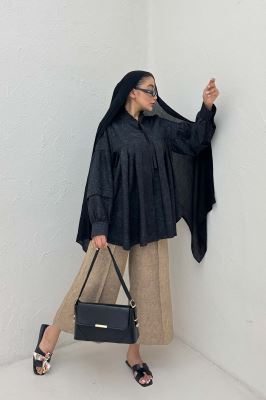 بلوز یقه چین دار شانتون سرامیکی یوکا