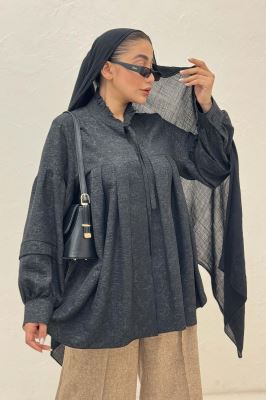 بلوز یقه چین دار شانتون سرامیکی یوکا