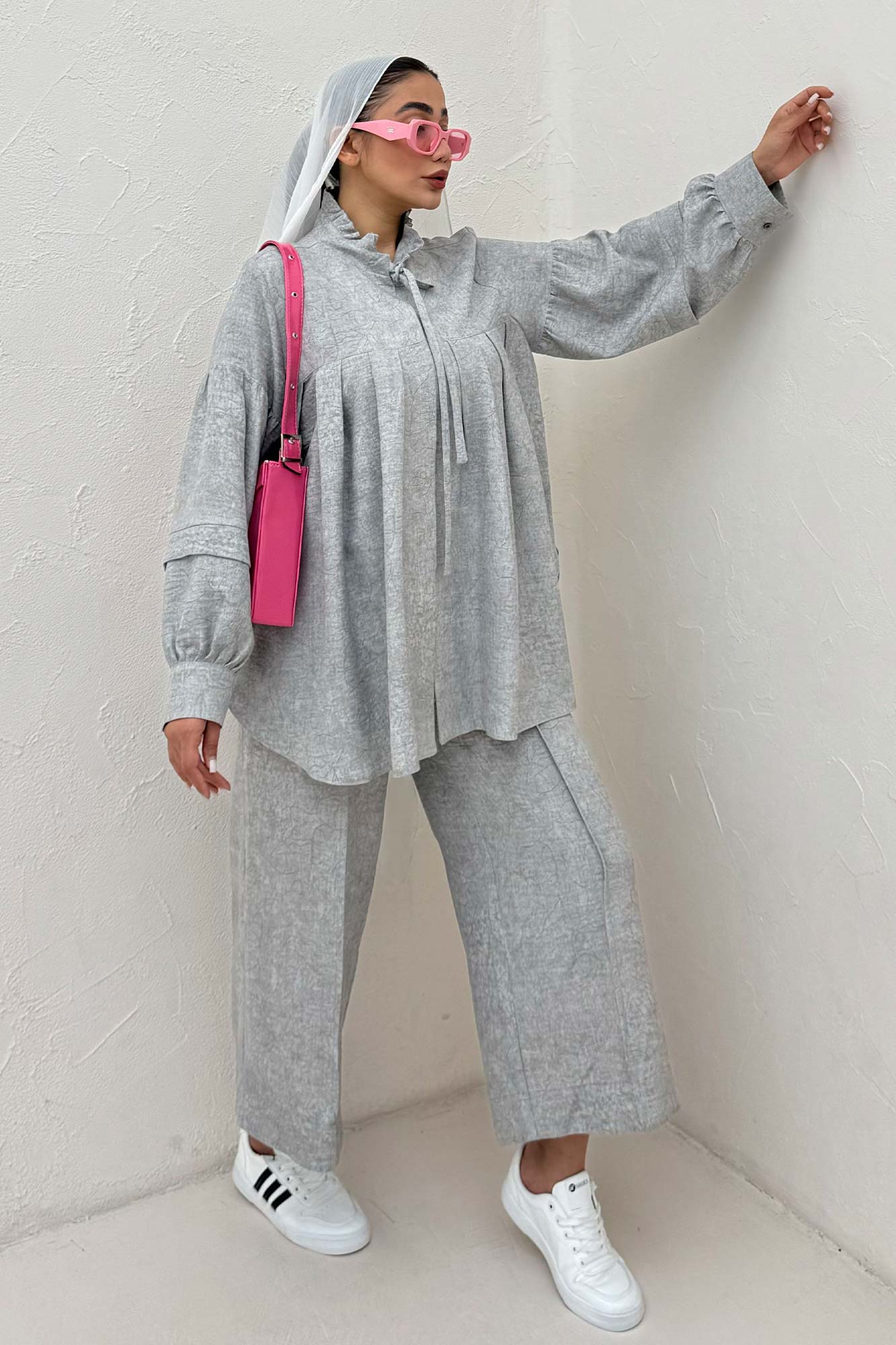 بلوز یقه چین دار شانتون سرامیکی یوکا