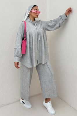 بلوز یقه چین دار شانتون سرامیکی یوکا