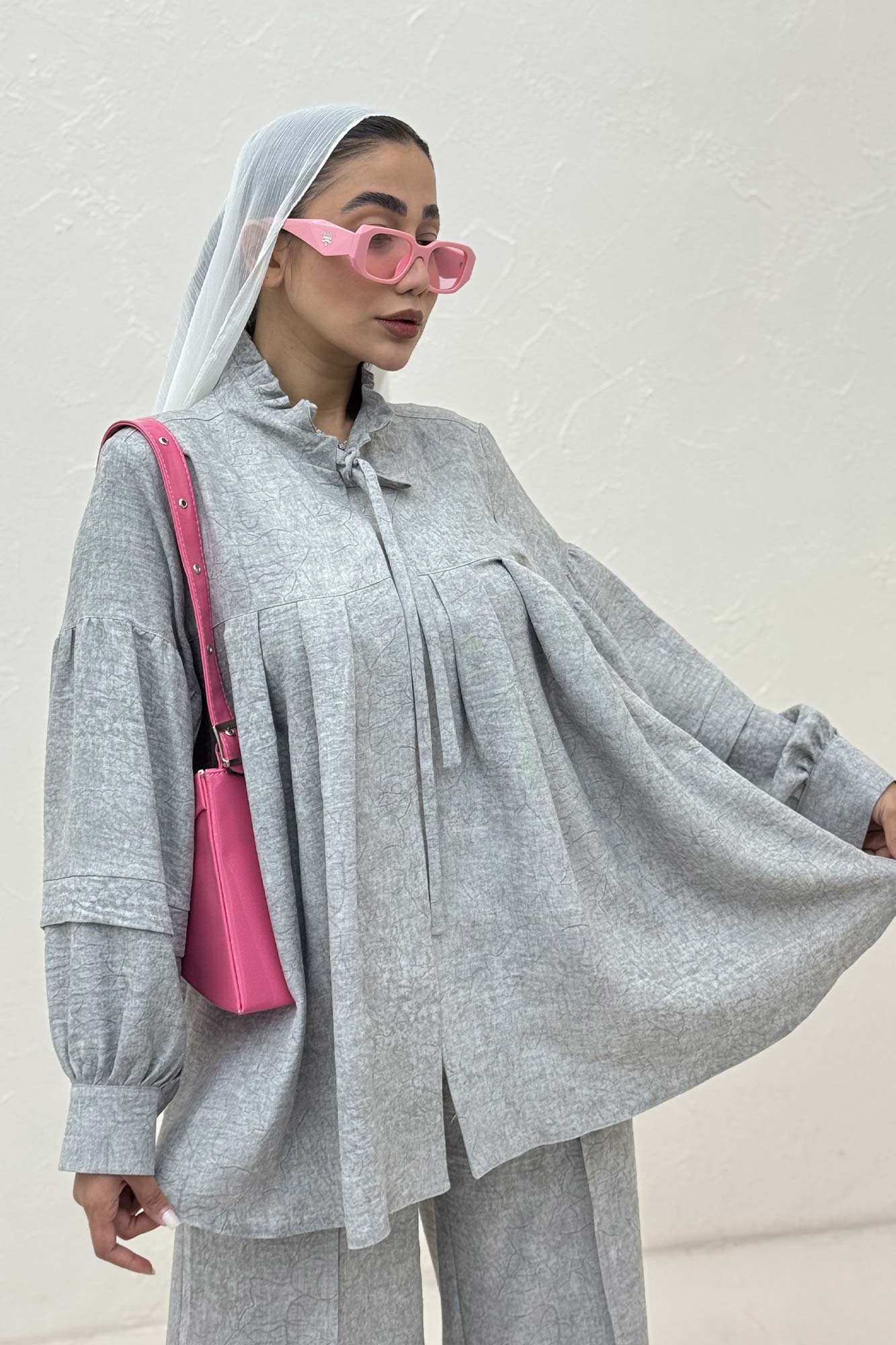 بلوز یقه چین دار شانتون سرامیکی یوکا