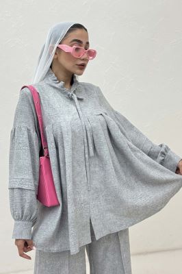 بلوز یقه چین دار شانتون سرامیکی یوکا