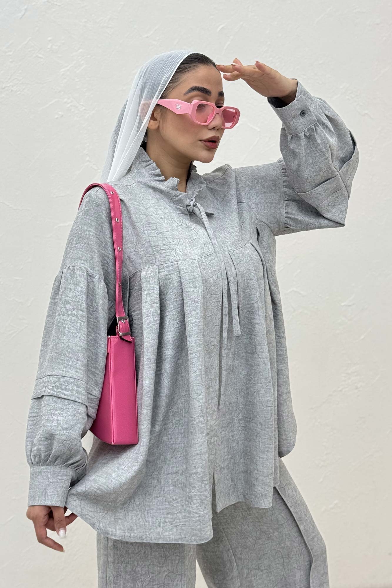 بلوز یقه چین دار شانتون سرامیکی یوکا