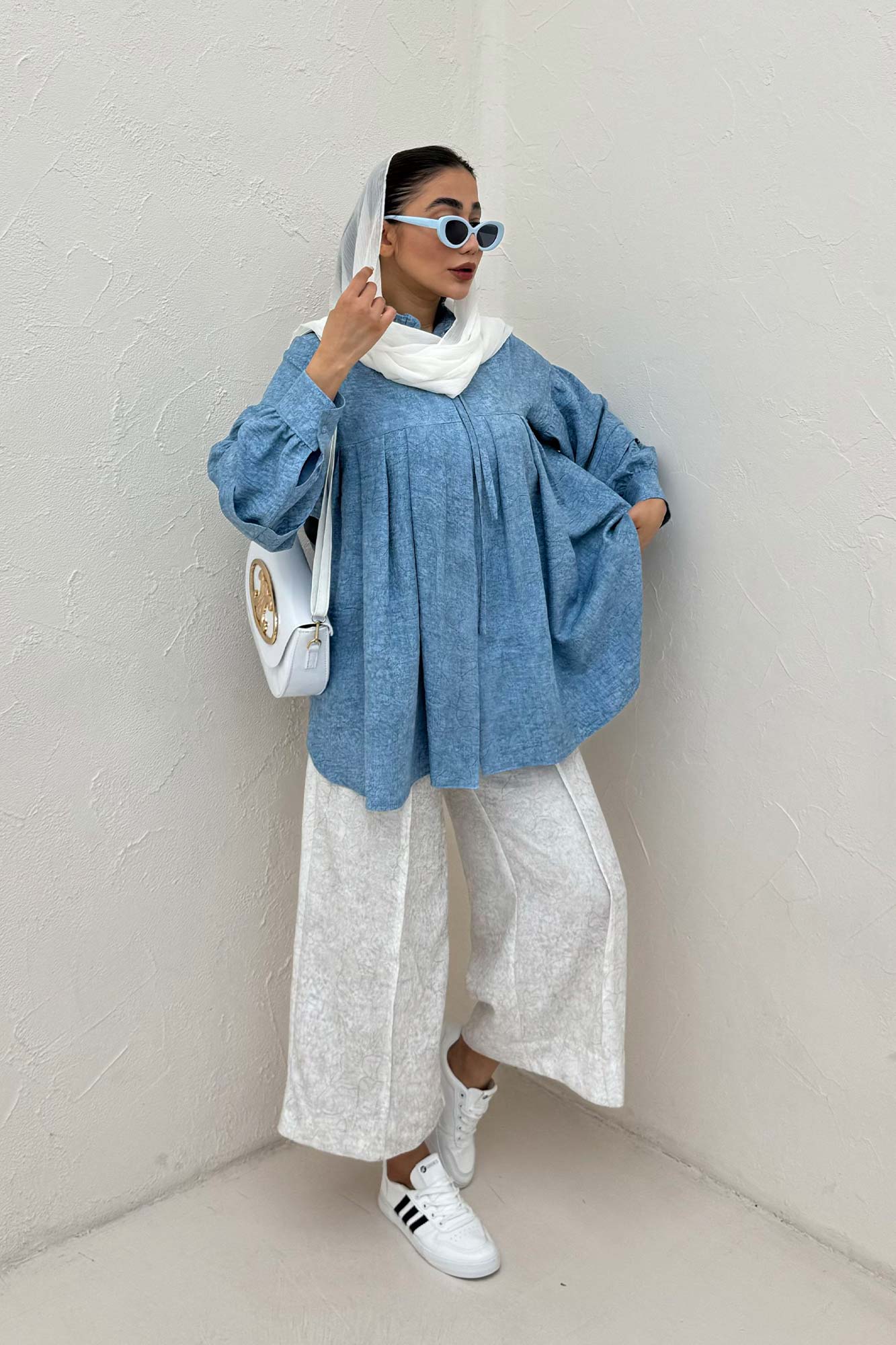 بلوز یقه چین دار شانتون سرامیکی یوکا