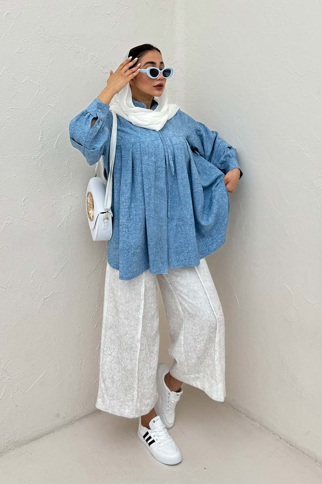 بلوز یقه چین دار شانتون سرامیکی یوکا