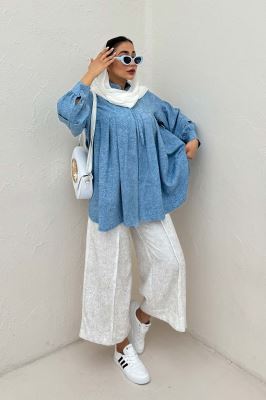 بلوز یقه چین دار شانتون سرامیکی یوکا