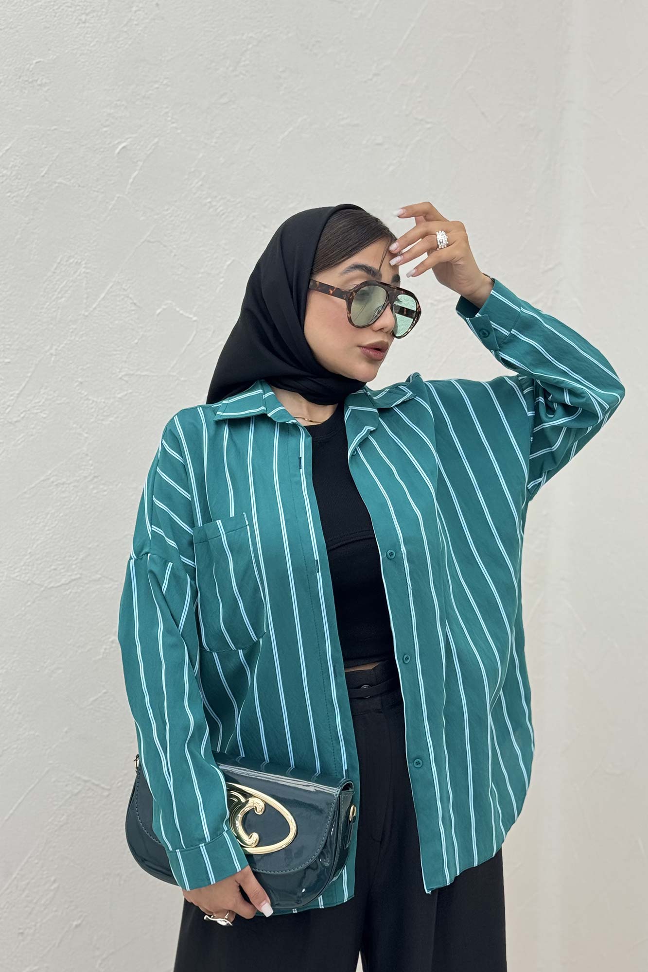 شومیز مانتویی parry راه راه پشت پنسی