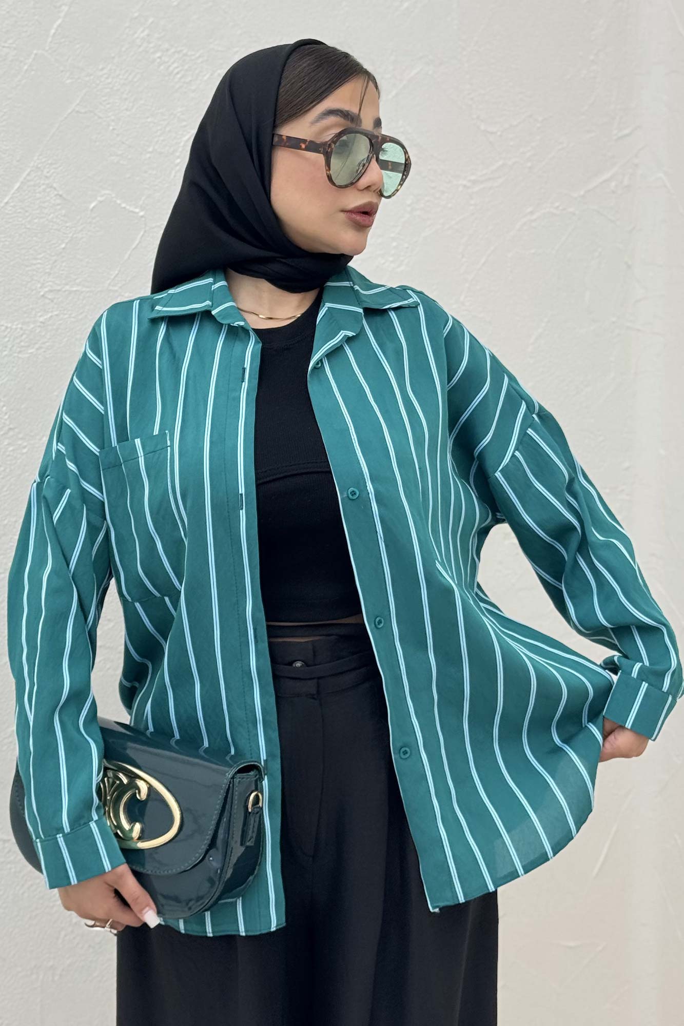 شومیز مانتویی parry راه راه پشت پنسی