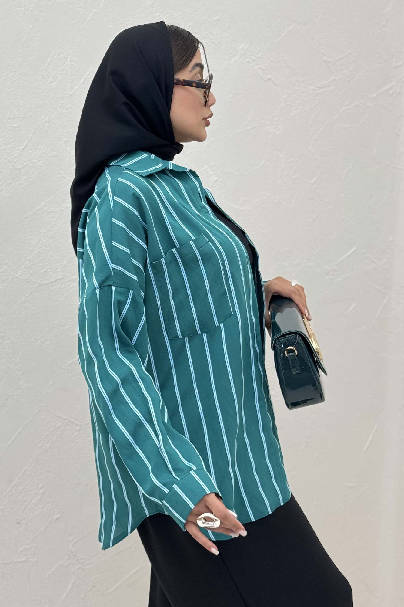 شومیز مانتویی parry راه راه پشت پنسی