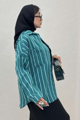 شومیز مانتویی parry راه راه پشت پنسی