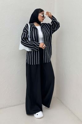 شومیز مانتویی parry راه راه پشت پنسی