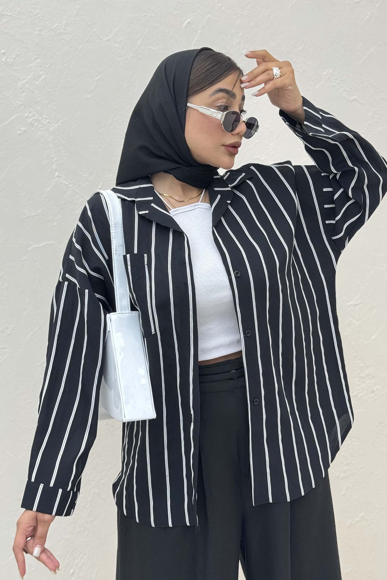 شومیز مانتویی parry راه راه پشت پنسی