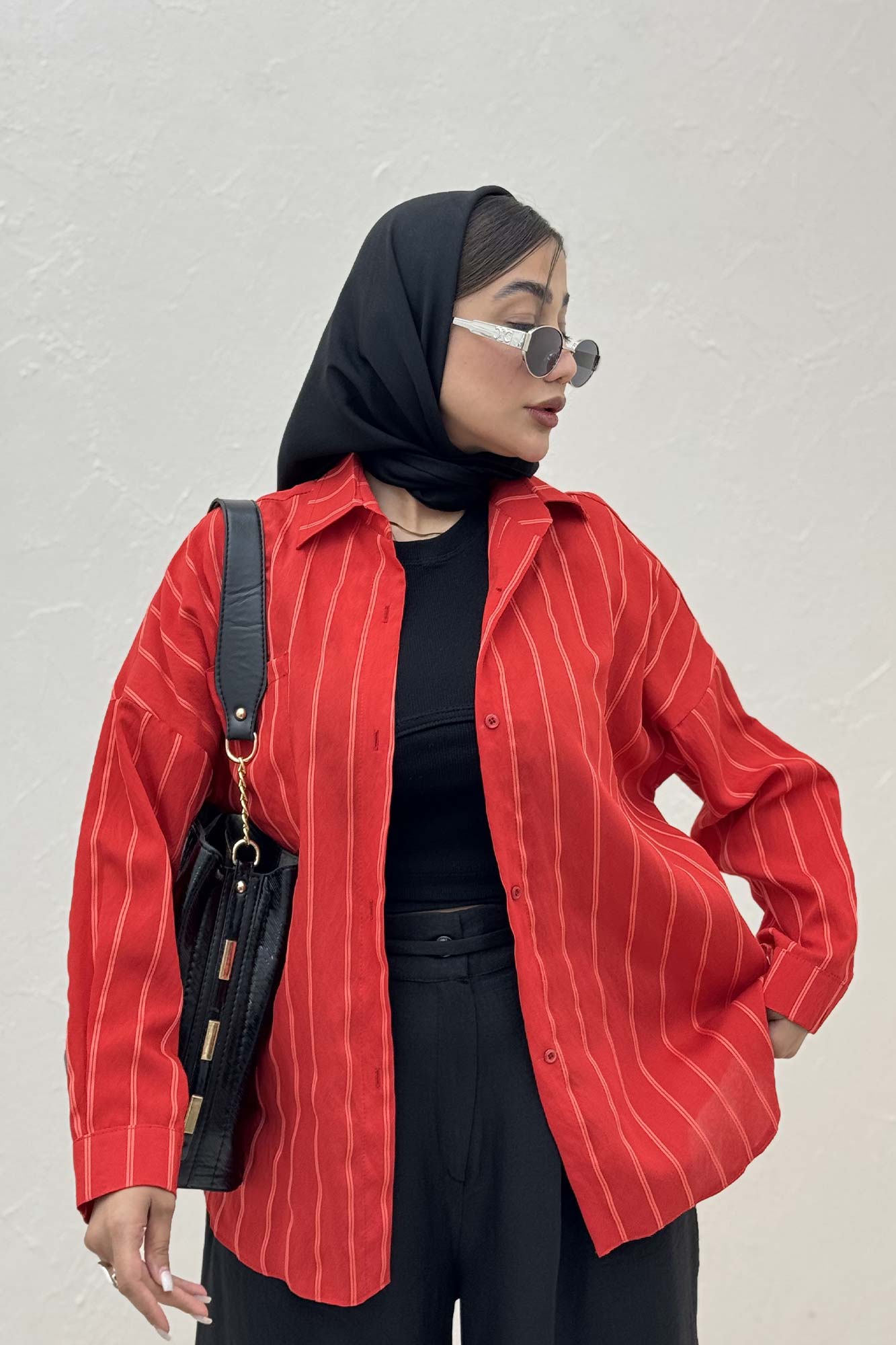 شومیز مانتویی parry راه راه پشت پنسی