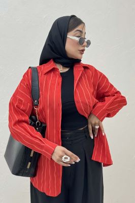 شومیز مانتویی parry راه راه پشت پنسی