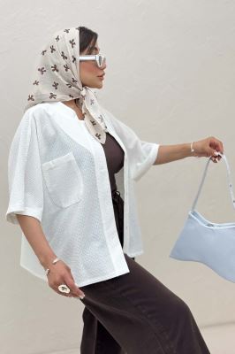 شومیز یقه سه سانت لینن کنفی