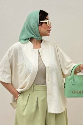 شومیز یقه سه سانت لینن کنفی