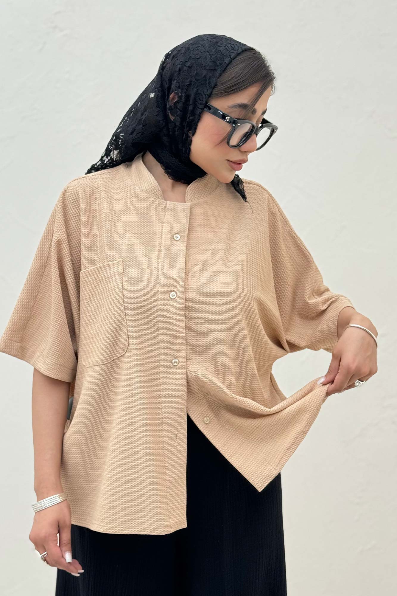 شومیز یقه سه سانت لینن کنفی