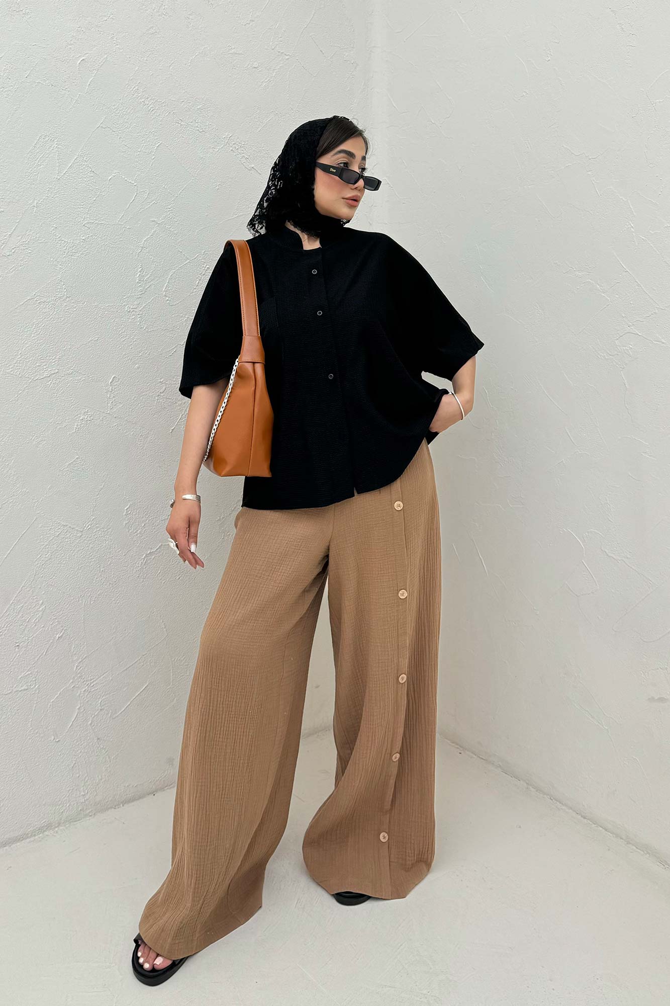 شومیز یقه سه سانت لینن کنفی