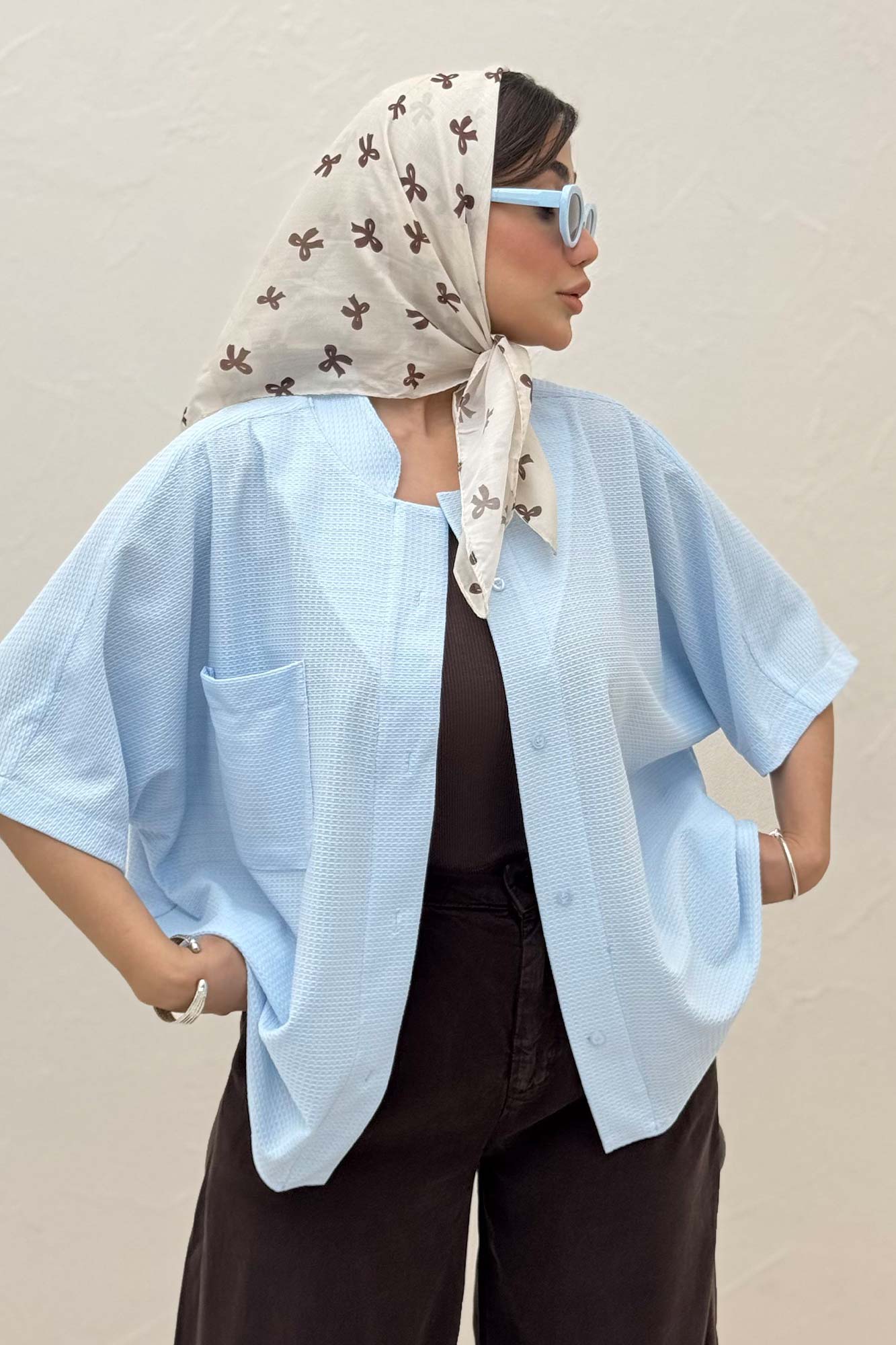 شومیز یقه سه سانت لینن کنفی